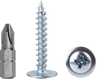 (100 Stück) Verzinkter Stahl 4,2 x 25 mm Holzschrauben, Metallschrauben, Kreuzschlitz modifizierter Halsspannkopf, Selbstschneidend (100, 4,2 x 25 mm)