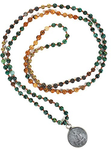 KELITCH Natürliche Türkis Achat Perlen Halskette 925 Silber Buddha Anhänger Halskette Somdej Amulett Halskette