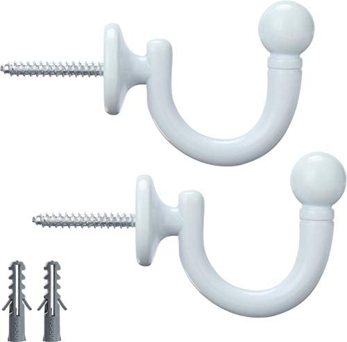 SENGLIDA Vorhang Holdback Vorhang Raffhalter Rundkopf Vorhang Haken, Wandhalterung Raffhalter Quaste Halter, Fenster Vorhang Raffhalter Kleidung Mantel Hut Handtuchhalter, 2er-Set, Weiß