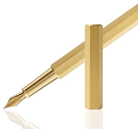 YSTUDIO Classic fountain pen with exquisite luxurious matte finish, polished edges, suitable for men and women, administrative office graduation gifts(Brass-M nib)