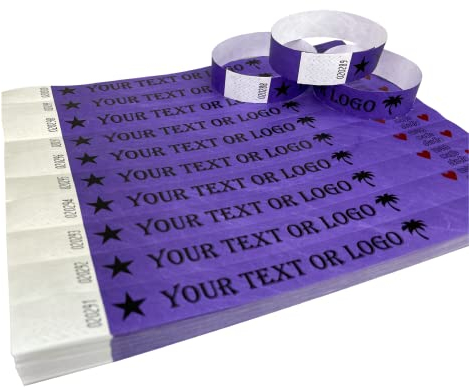 800 Lila Individuell Bedruckte Tyvek-Armbänder mit Ihrem Personalisierten Text/Logo für veranstaltungen, Partys, Festivals, ID
