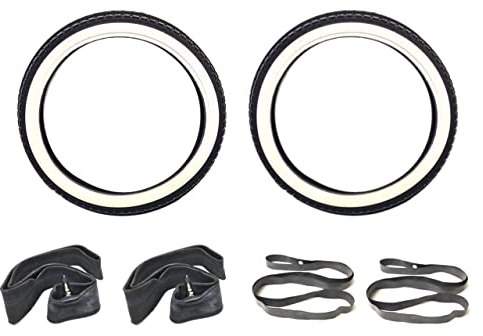 Streetparts24 Weißwand Reifen Set 2,50 x 19 Zoll passend für Zündapp Combinette CX Hai, Hercules, Kreidler, Puch, DKW Hummel, Sachs Miele – Komplettsatz inkl. Schläuche & Felgenbänder