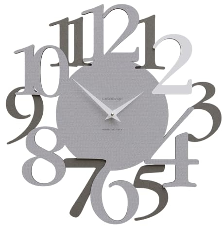 Extravagant Wanduhr Hingucker - Russell von CalleaDesign 45x45 cm, elegant und präzise, handgefertigt in Italien [Nadelstreifen, Weiß, Quarzgrau]