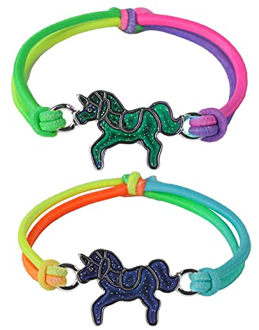 Payivsve Pferde Mädchen Geschenk | 2 Stk Stimmungsarmband für Kinder | Pferdearmband für Mädchen in Regenbogenfarben, Stimmungsarmband ändert die Farbe als Geschenk für Mädchen
