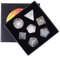 KYEYGWO Labradorit Kristall Polyedrische Würfel Set, 7pcs Reiki Heilung Stein Polyedrischer Spielwürfel für Dungeons und Dragons RPG DND Dice Tischkartenspiele Brettspielwürfel