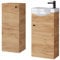 Planetmöbel Badmöbel Set Waschtisch mit Unterschrank 40 x 60 x 29 cm mit Midischrank 32 x 75 x 23 cm für Badezimmer, Gäste WC & Bad, Gold Eiche
