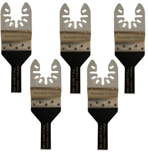 Pack of 5-10mm Wide Bi-Metal Multitool Blades for Wood, Nails, Non-Ferrous Metals. Compatible with Dremel Fein Multimaster Makita Stanley Worx Dewalt Multi Tool Etc Oscillating Multi Tool Blade