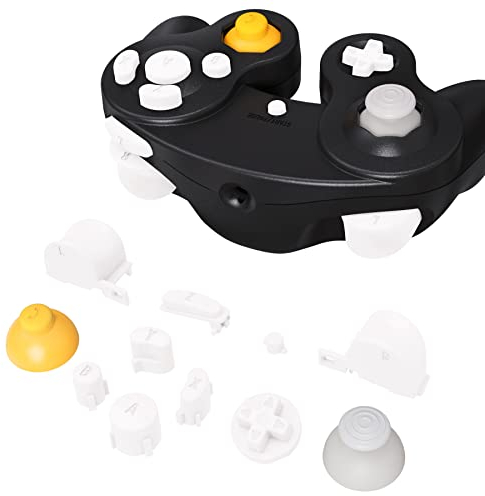 eXtremeRate Bouton de Remplacement pour Nintendo Gamecube Manette, Bouton Complet de Rechange pour Nintendo Gamecube Manette, Blanc, Manette Non Incluse