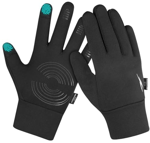 WESTWOOD FOX Kinder Winterhandschuhe Anti-Rutsch-Thermohandschuhe Touchscreen-Fleece Atmungsaktive Kinderhandschuhe Winddicht Jungen Mädchen Radfahren Handschuhe (SCHWARZ, M)