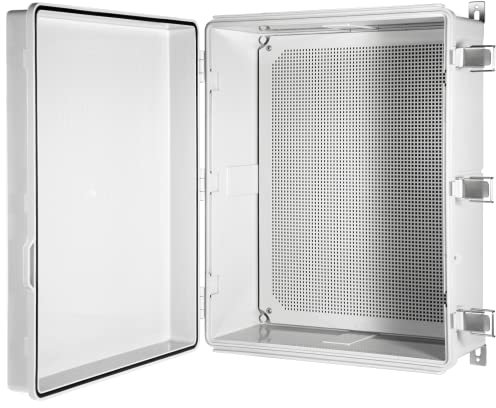 Ordentlich Waterproof Electrical Junction Box IP67 ABS Plastic Enclosure with Hinged Cover with Mounting Plate, Wall Brackets (20×16.1×7.9)