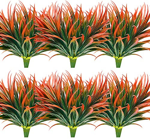 AUMVEYI 16 Stück künstliche Outdoor-Pflanzen, UV-beständig, hoch, künstliche tropische Blumen, Dekoration, Herbst, Winter, Sommer, Pflanzgefäße, Terrasse, Haustür, Kunststoff, Grün und Sträucher