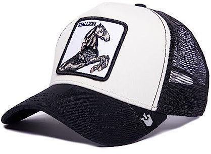 Goorin Bros. Unisex-Erwachsene The Farm Original Adjustable Snapback Trucker Hat Baseballkappe, Schwarz/Weiß (der Hengst), Einheitsgröße