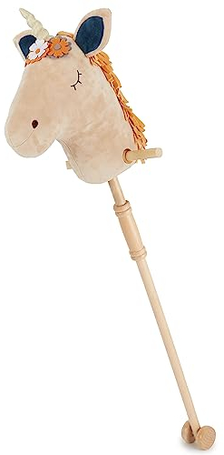 Bieco Steckenpferd Kinder Einhorn Magic | Hobby Horse | Rollen | Holz Stab | Stock Pferde Schöne für Stockpferd Kleinkind Zubehör