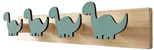 geugecy Garderobenhaken Holz Kinder, Dinosaurier Garderobenhaken Kleiderhaken Wand Mit 4 Haken, Kreative Niedliche Tier Wandhaken Holzhaken Garderobe Zum Aufhängen Kleidung, Mänteln, Hüten, Taschen