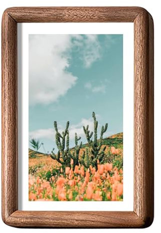 Cadres photo en bois naturel - Petit cadre photo de table - Affichage vertical ou horizontal - Cadre photo rustique pour la maison et le bureau - Cadre photo en noyer de 12,7 x 17,8 cm