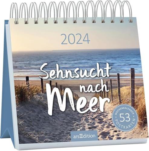 Sehnsucht nach Meer - Kalender 2024 - arsEdition-Verlag - Wochenkalender - Postkartenkalender mit 53 Postkarten voller kleiner Auszeiten am Meer - 17 cm x 17 cm