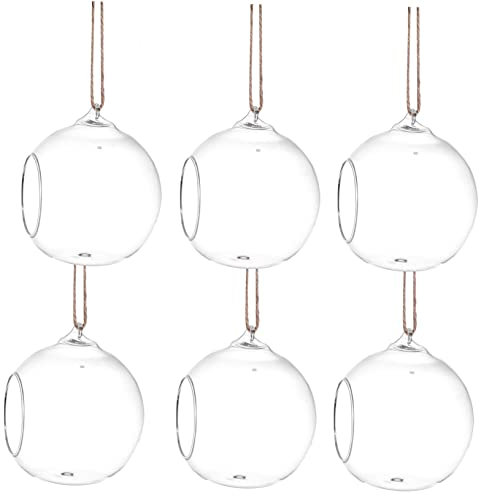 Supvox 6stücke Hängendes Glas-Terrarium Teilig Für Pflanzen Und Deko Flacher Boden Mit Jute-Seil Für Hochzeiten Partys Und Home Decor