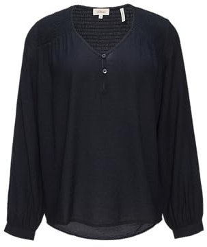 s.Oliver Damen Bluse – Relaxed Fit, V-Ausschnitt, Langarm, strukturiert