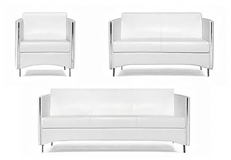 DEKO VERTRIEB BAYERN Luxus Premium Lounge Sofa Set Bürosofa Weiss 3-Teilig Sessel Neustes Modell inkl.Spedition