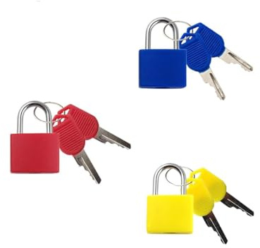 Suitcase Locks with Keys - 3pcs Small Coloured Mini Padlocks - Luggage Locks Padlocks with Keys - 23mm Mini Keyed Padlocks Travel Lock,for Travel Suitcases Luggage Bag Case School Gym(red+blue+yellow)