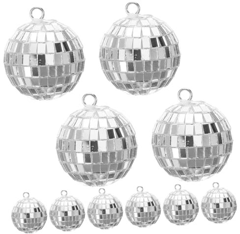 BESPORTBLE 10pcs Retro Laser Mirror Disco Balls Hanging Garden Reflective Decoration 70s Vintage Style for Party Decor and Home Decoration