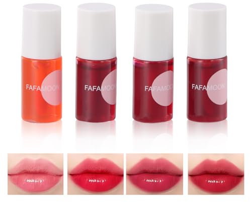 Juego de Tintes de Labios de 4 Colores, Mini Lápiz Labial Líquido, Brillo de Labios Resistente al Agua, Barra de Labios Humectante para Manchas de Labios, Color de Larga Duración, Efecto Natural