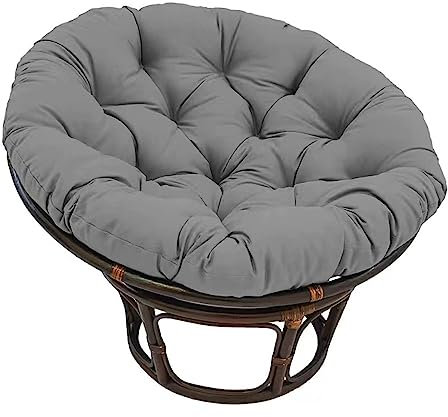 BaoTom Papasansessel Kissen 40-100cm Outdoor Sitzkissen für Hängesessel Rattanstühle Gartenstuhlauflagen Rundes Schaukelstuhlkissen, Garten Hängendes Eierstuhlkissen mit Bändern(Dark gray,100*100cm)
