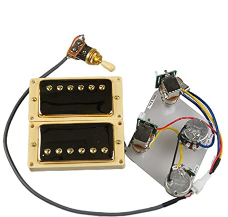 Guitare électrique Micros Humbucker Micros Cou Et Chevalet Micro 4C Faisceau De Câblage Push-pull Single Cut Set Pour For Gibson Guitare Kit de Micro Guitare Électrique(Goldd Yellow Frame)