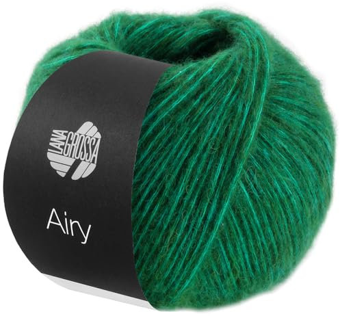 LANA GROSSA Airy | Flauschige Netzgarnstruktur aus 40% Baumwolle gefüllt mit 18% Merino- und 42% Baby Alpaka Fasern | Handstrickgarn | 50g Wolle zum Stricken & Häkeln | 170m GarnFB 5