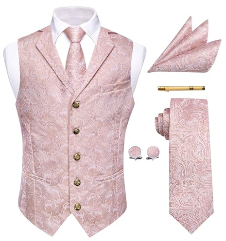 YourTies Viktorianische Herren-Weste, Krawatte, Seide, Paisleymuster, Anzugweste, formelle Weste, Gothic, Steampunk-Weste mit gekerbtem Revers