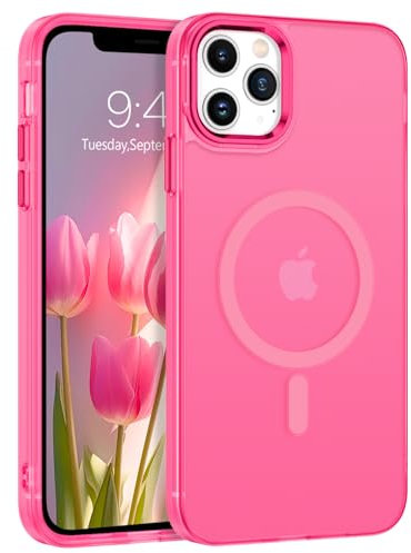 BENTOBEN Cover per iPhone 11 Pro Max compatibile con MagSafe, custodia magnetica antiurto completa, custodia posteriore traslucida anti graffi Fem Hom Cover per iPhone 11 Pro Max 6.5''-Rosa Rosso