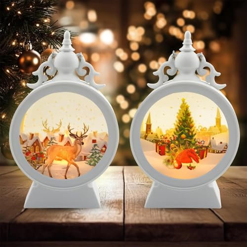 2 Stück Laterne Weihnachten,Weihnachtsdeko Laterne,Weihnachten Dekoration Laterne,Flammenlose Weihnachtskerzen,Weihnachtsbaum Elchhirsch Laterne,Hängende Weihnachtslampe,Halloween Deko Licht