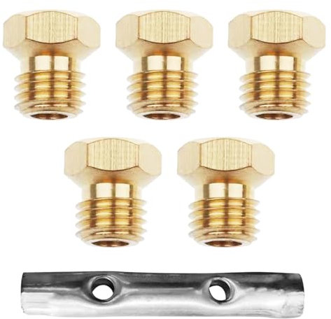 5 Pièces Gicleur Gaz de Ville, Gicleur Gaz Bouteille 0,5/0,7/0,7/0,87/1,02cm, Gicleur Gaz Butane avec Clé à Tuyau pour Plaques de Cuisson à Gaz, Cylindres de Cuisine