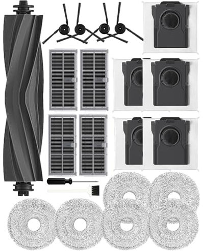 iRobacc Lot de 22 accessoires pour robot aspirateur Dreame X40 Ultra/L40 Ultra/X40 Master/Mova P50 Pro Ultra/P10 Pro Ultra, 1 brosse à rouleau, 4 brosses latérales, 5 sacs à charbon actif