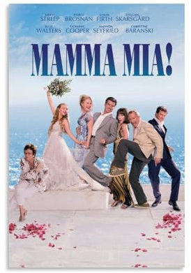 FHILTNMWC Mamma-Poster, Mia Jukebox, musikalische, romantische Komödie, Filmposter, gerahmt, Leinwand, eingebauter Holzrahmen, Zuhause, Schlafzimmer, Garage, Art-Deco, 40 x 60 cm, ungerahmter Stil