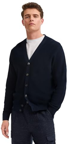 bugatti Herren Cardigan 7600-85530D | Regular Fit V-Ausschnitt Knopfleiste Ripp-Struktur stilvoll bequem vielseitig
