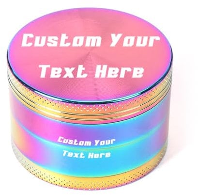 Custom Name Herb Grinders, Engrave Text Grinder for Dry Herb Portable Zinc Alloy Metal 4 Pieces Grinder 1.6/2.0/2.2/2.5/3.0 Inches (Multicolour)