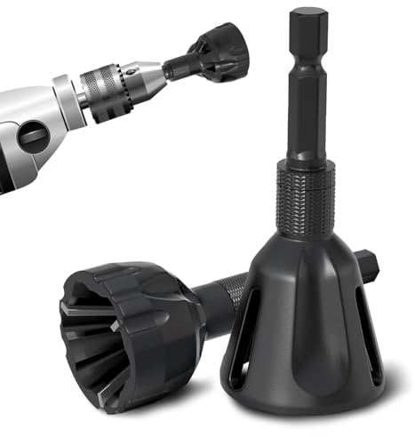 Thatyro 2 Pack Black Zinc Alloy Deburring External Chamfer Tool, 1/8-1 (3mm-25mm) Burr Removal Tool with Quick Release Hex Shank, Tungsten Steel Bolt Thread Repair Git for Drill Screw (S+L)