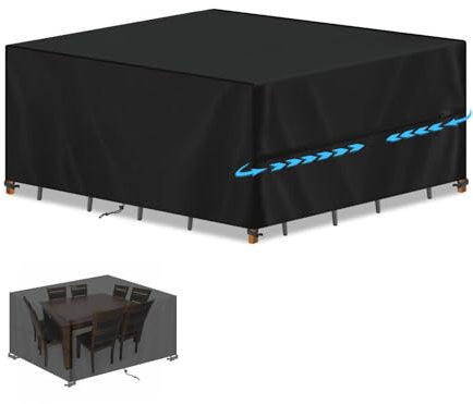 SIMPHAUS Housse Salon de Jardin Exterieur,Housse de Protection Table de Jardin,Bache Salon de Jardin Exterieur Impermeable,Anti-UV 420D Oxford Tissu Housse Table et Chaise de Jardin 200x150x74cm