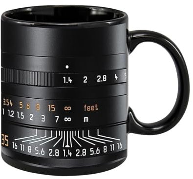 KUKUUU Tasse à café 350 ml avec objectif d'appareil photo - Cadeau souvenir