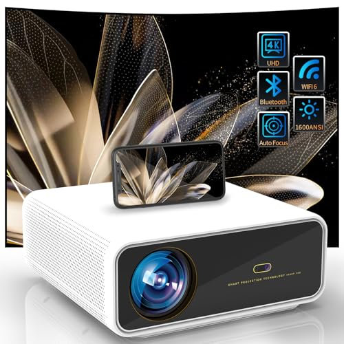 Ansi 1800 4K Outdoor Smart Projector with WIFI and Bluetooth, Auto Focus, DoIby Audio, ARC, PPT, Outdoor Cinema Projector 4k HDR10+30W Speaker, Zoom 50%