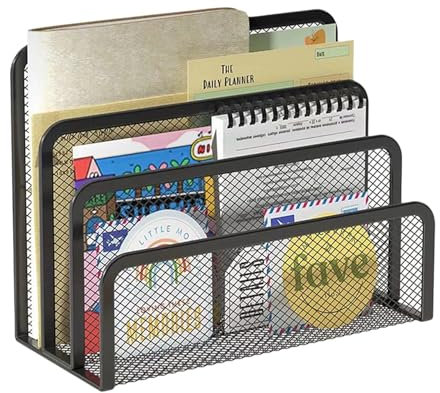 Desk File Holder, Document File Folder Metal Mesh Holder Magazine Organizer for Document/Filing/Folders/Paper for Office & School & Home.