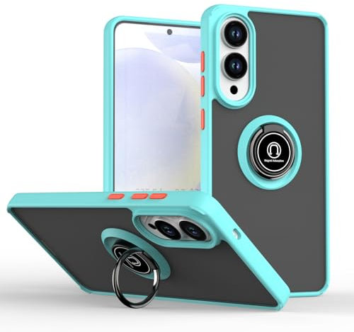 XINYEXIN Coque pour Vivo V50 5G, Etui Téléphone Antichoc avec Anneau de Support, Hard PC et TPU Bumper Mat Translucide Case Cover - Bleu Ciel