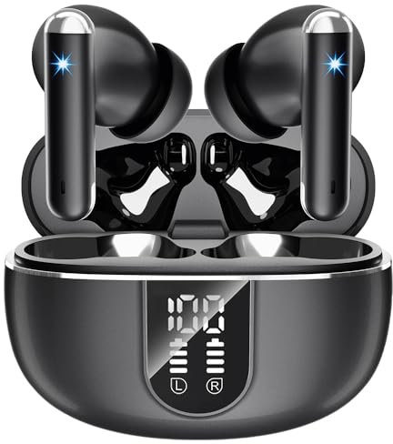 JBMI Cuffie Bluetooth, Auricolari Bluetooth 5.3 In Ear Stereo con 4 Microfono ENC, 60 Ore Cuffiette Wireless Cancellazione Rumore, Auricolare IP7 per iPhone e Androide, Earbuds Usb C Sportive