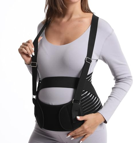XFSRG Ceinture Grossesse Femme Enceinte de Soutien Abdominale Élastique Respirante Soulage les Douleurs Lombaires s’Adapte à l’Évolution du Ventre(Noir/XXL)
