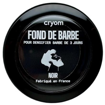 CRYOM - Fond de barbe, pour densifier et assombrir une barbe de 3 jours. Sec instantanément, résiste à l'eau, tenue 24h. Cosmétiques pour hommes. (Noir)