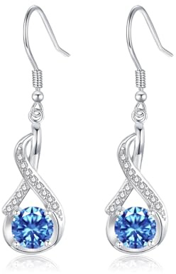 Loutade Ohrringe Silber 925, Leicht 925 Sterling Silber Infinity Ohrringe Hängend mit AAAAA Cubic Zirkonia, Hypoallergen Haken Ohrhänger Silber, Funkelnden Ohrhänger Geschenk für Frauen Damen