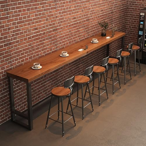 TUPAFJU Moderner Stehtisch aus Massivholz, rechteckiger, schmaler Industrie-Kneipentisch, hoher Küchen- und Esstisch, ohne Hocker(Walnut,240cm/94.4in)
