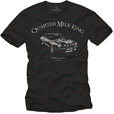 MAKAYA T-Shirts für Herren Schwarz Quarter Mile King Logo Grau Größe S-XXXXXL