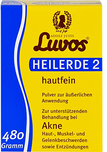 Luvos Heilerde 2 hautfein Pulver - Naturheilmittel bei Akne - Vielseitig äußerlich anwendbar bei Hautproblemen, Entzündungen, Muskel- und Gelenkbeschwerden, sowie zur Haut- und Haarpflege - 480 Gramm